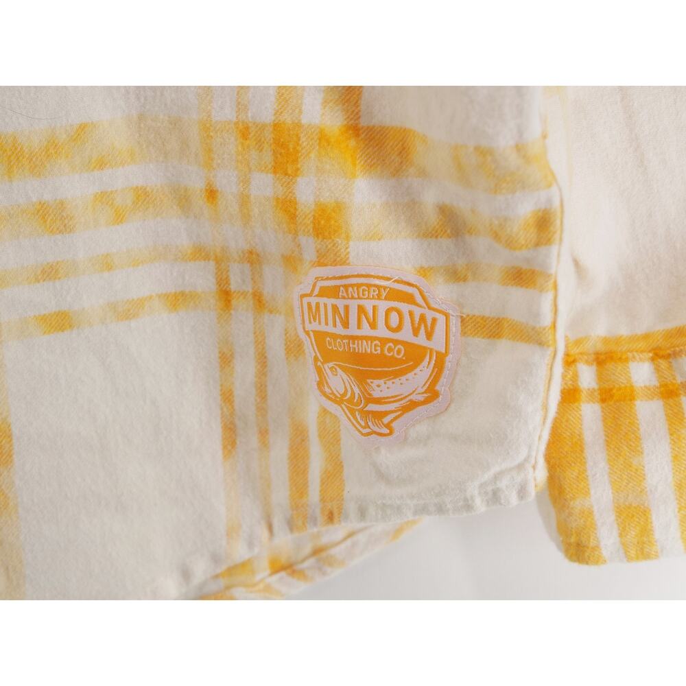NWT Angry Minnow Clothing Co Shirt Mens Large Flannel Yellow Plaid Lemons Vodka - Picture 4 of 11